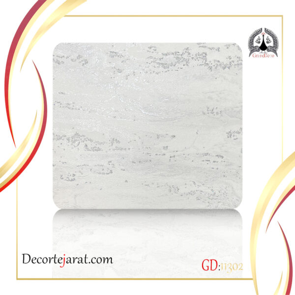 کاغذ دیواری سفید طرح سنگ شاین دار GD11302، با اکلیل هفت رنگ، مناسب استفاده در تمام فضاهای داخلی منزل و محل کار شما است